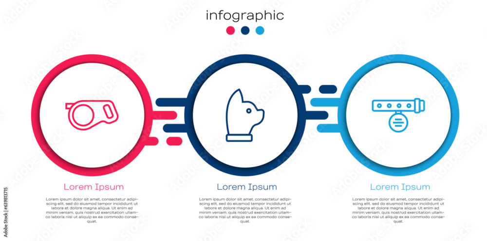 Set line Retractable cord leash, Cat and Collar with name tag. Business infographic template. Vector Set line Retractable cord leash, Cat and Collar with name tag. Business infographic template. Vector