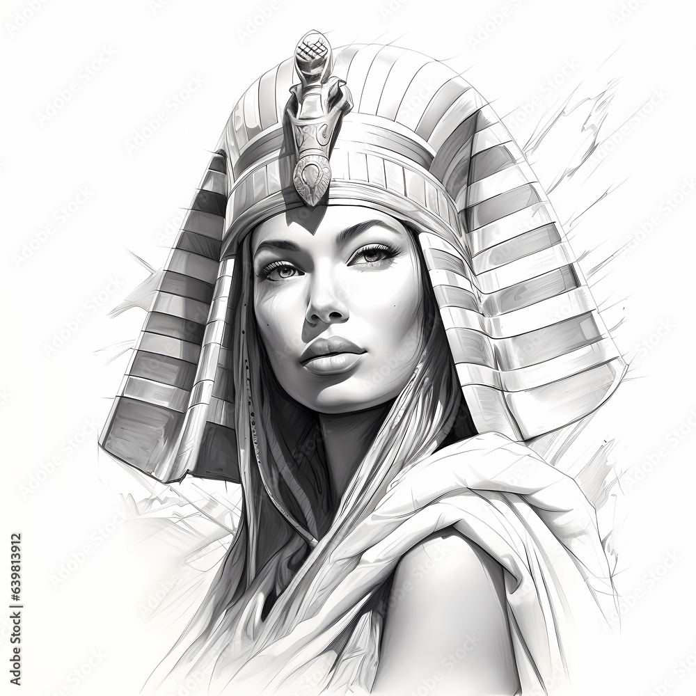 Illustration of the royal person of Egypt in traditional costume