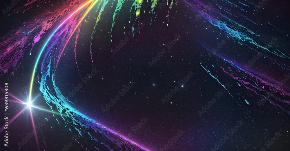 Fototapeta premium abstraction of 3d colors of the colors of the rainbow against the background of space, AI generation