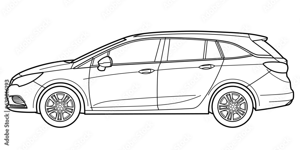 classic station wagon. Different five view shot - front, rear, side and 3d. Outline doodle vector illustration
classic station wagon. Different five view shot - front, rear, side and 3d. Outline doodle vector illustration