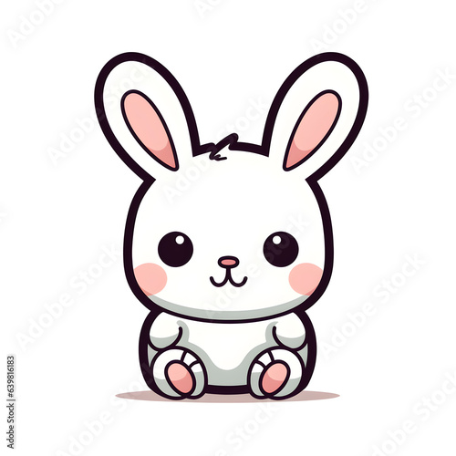 a white rabbit with pink ears and a pink nose © Moshi Art