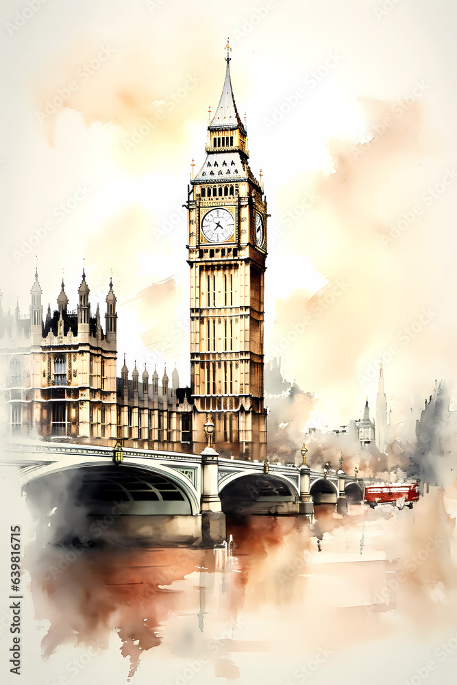 Illustration of the beautiful city of London. United Kingdom