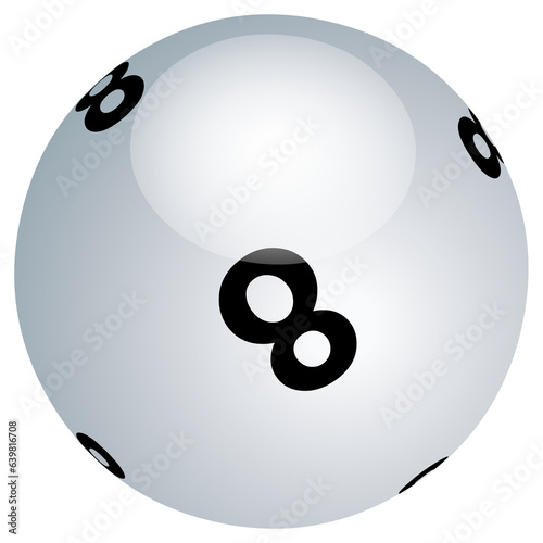 Boule de loto blanche n° 8 en PNG photo