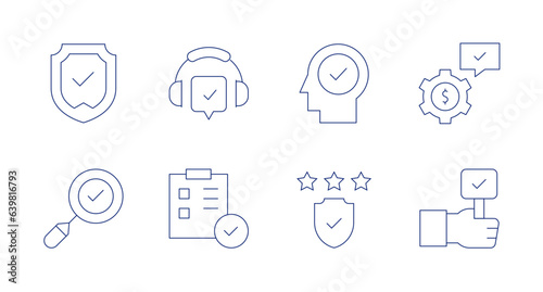 Checkmark icons. Editable stroke. Containing secure, survey, motivation, process, check mark, checklist, checkmark, agree.