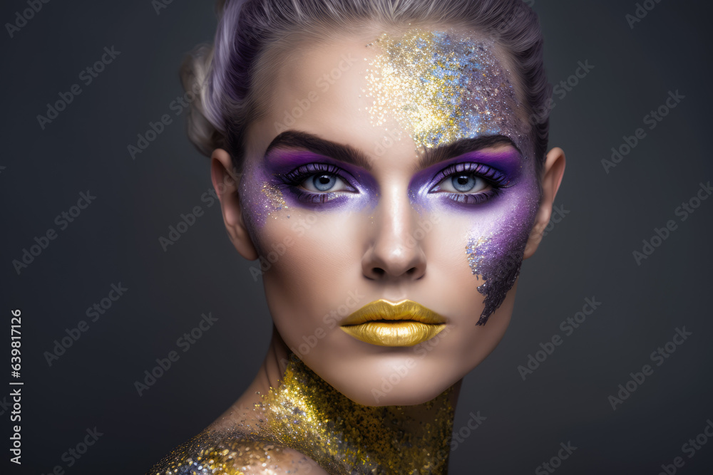 woman with fantasy purple makeup woman with fantasy purple makeup