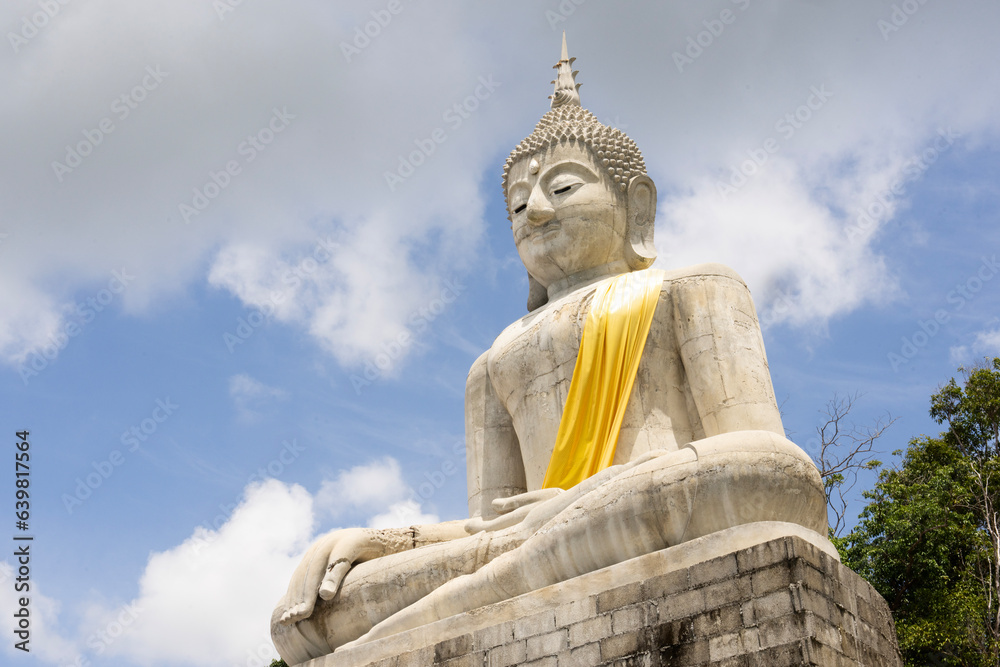 Big Buddha, There is a yellow serpentine on the opposite side. Worshiping the Buddha's image Big Buddha, There is a yellow serpentine on the opposite side. Worshiping the Buddha's image