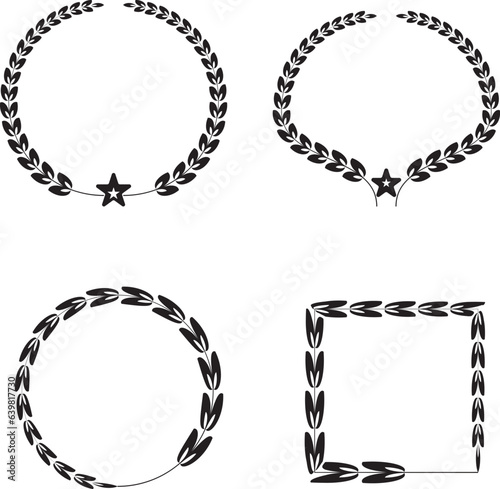 Large set of silhouettes laurel wreaths vector illustration