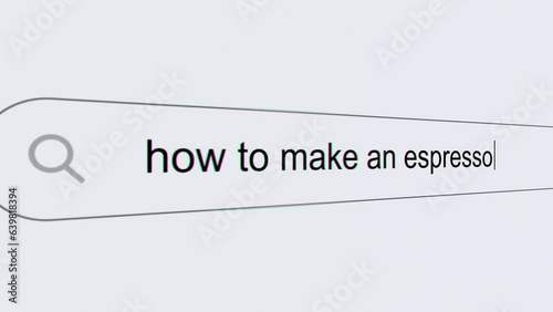 How to make an espresso - Internet browser search bar typing coffee related question with camera movement.