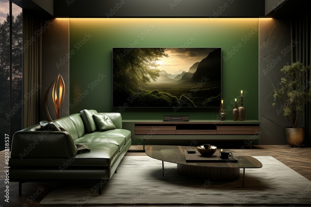 Minimalist Organic Living Room with Green Accents. Minimalist Organic Living Room with Green Accents.