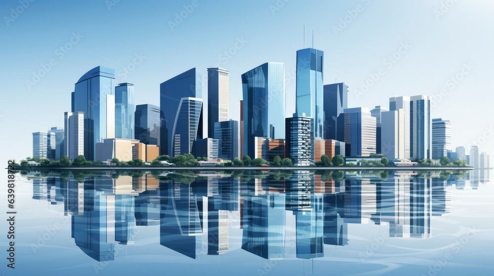 Fototapeta premium City Skyline Central Business District, office Building, Generative AI