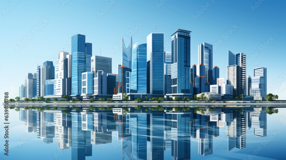 City Skyline Central Business District, office Building, Generative AI