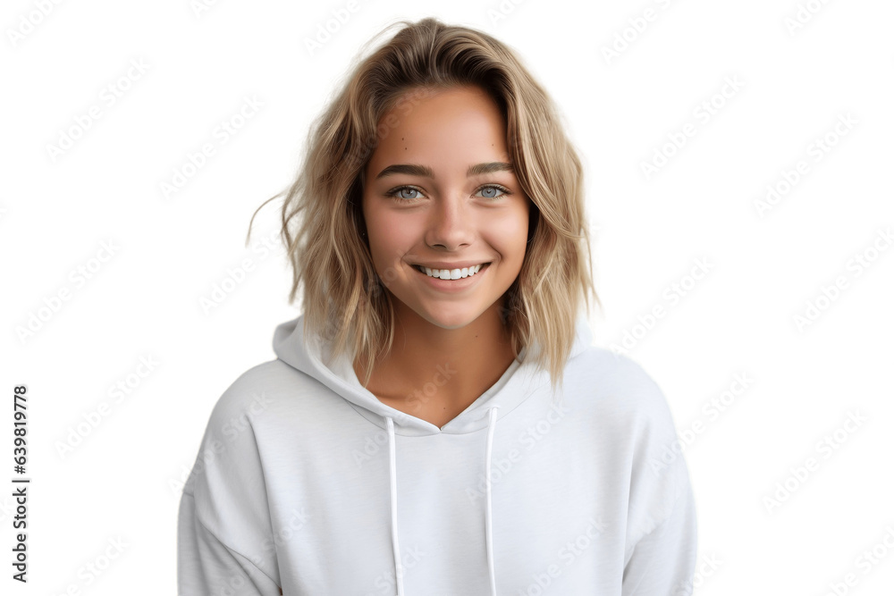 Teenage Girl on Transparent Background. AI - obrazy, fototapety, plakaty 