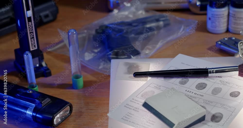 Fingerprint investigation close up CSI Fingerprint investigation close up CSI