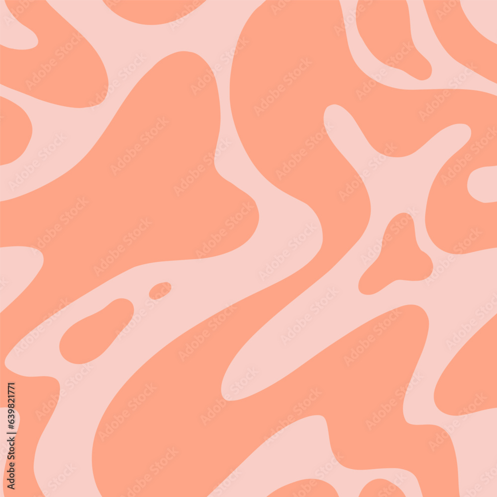1970 psychedelic trippy y2k seamless pattern with groovy wave. Modern naive Retro 70s trendy background. Minimalist nursery print of psychedelic Orange curvy shapes of natural tones.