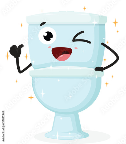 Happy clean toilet bowl cartoon characters, isolated on white background