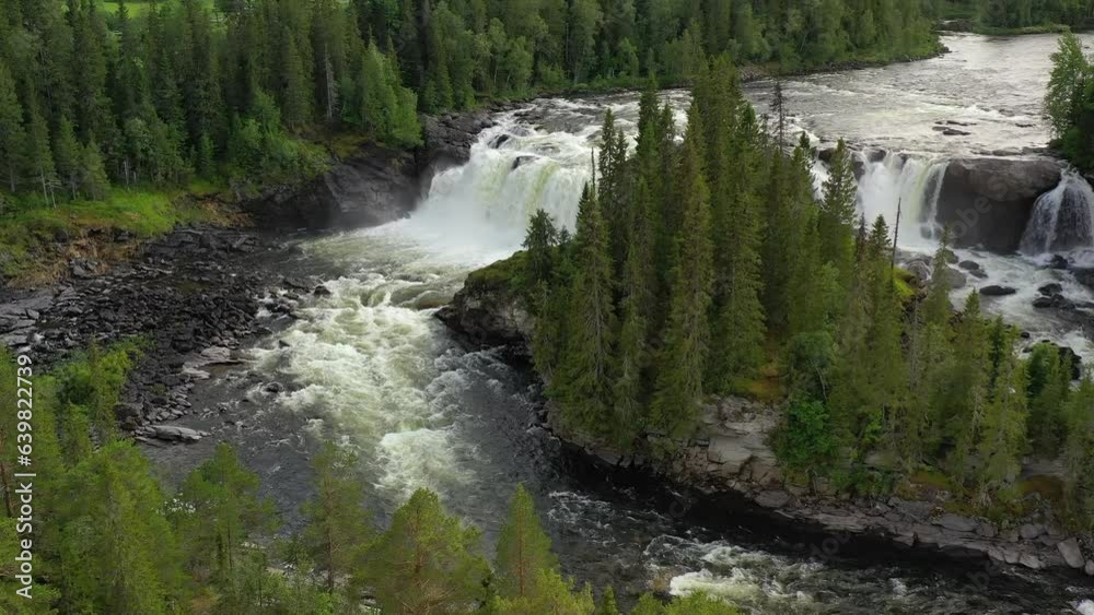 Ristafallet waterfall in the western part of Jamtland is listed as one of the most beautiful waterfalls in Sweden. Ristafallet waterfall in the western part of Jamtland is listed as one of the most beautiful waterfalls in Sweden.