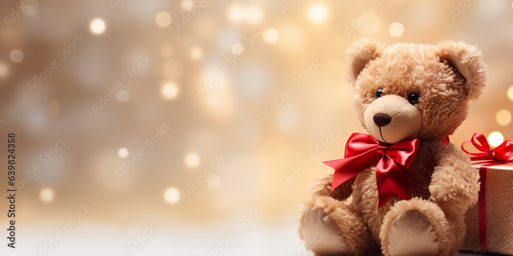 Add festive charm to your decorations with a plush toy that radiates happiness. This teddy bear wears cute red red bowtie. Add festive charm to your decorations with a plush toy that radiates happiness. This teddy bear wears cute red red bowtie.