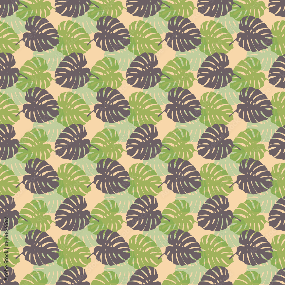 Tropical leaves seamless pattern of Monstera philodendron leaves in gray green color tone, tropical background. Tropical leaves seamless pattern of Monstera philodendron leaves in gray green color tone, tropical background.