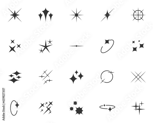 set of sparkle icon, glow, glitter,