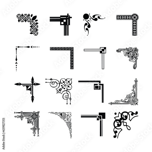 Vintage Design Elements Corners Vector. Decorative Corner Frame Set.
