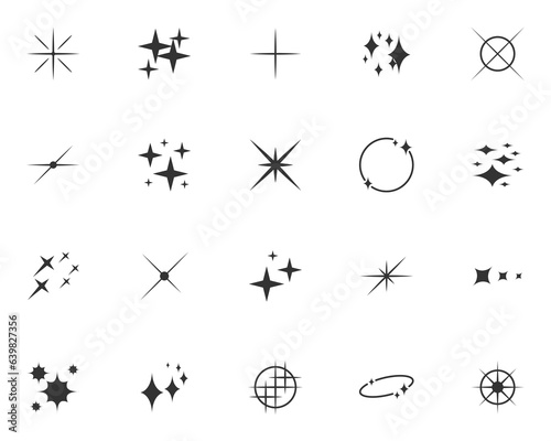 set of sparkle icon, glow, glitter,