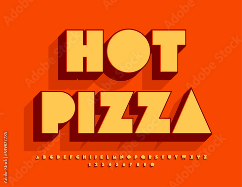 Vector advertising Poster Hot Pizza. Big trendy Font. Creative set of Alphabet Letters and Numbers