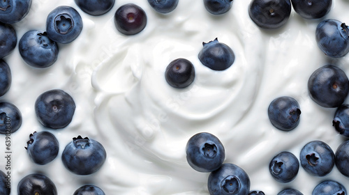 Creamy and appetizing yogurt with blueberries