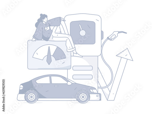 Vector internet operation hand-drawn illustration of people getting discounts for car refueling 