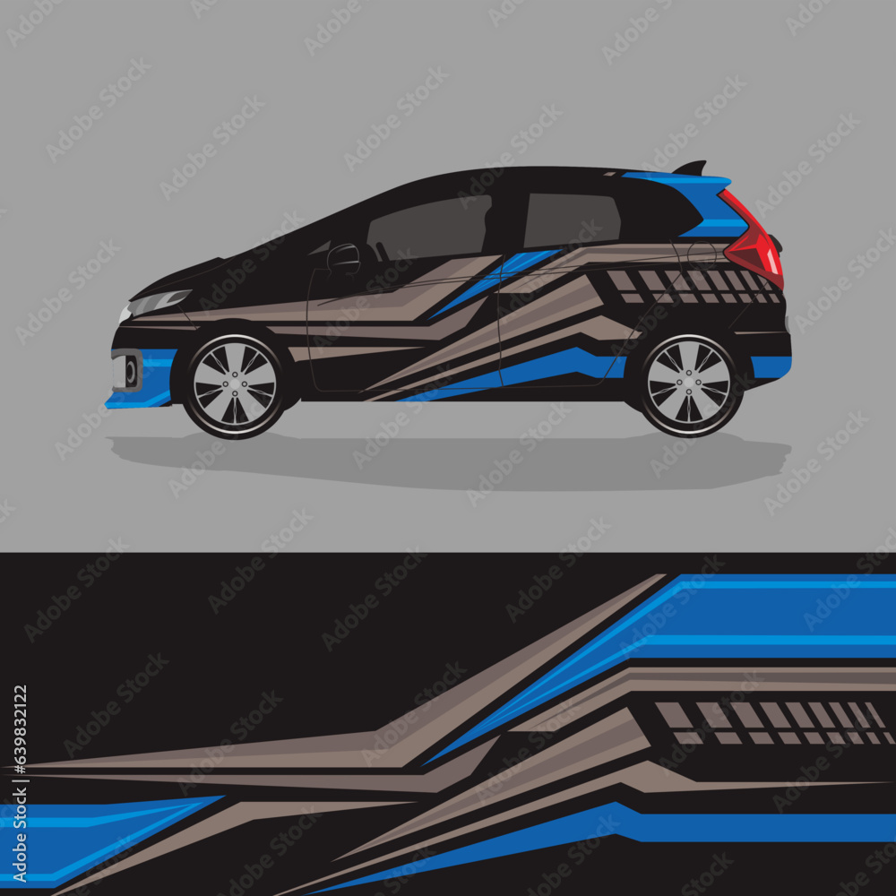 Car decal sticker design vector. Graphic abstract stripe racing background template. Designs for vehicle, race, rally, adventure and car racing livery.