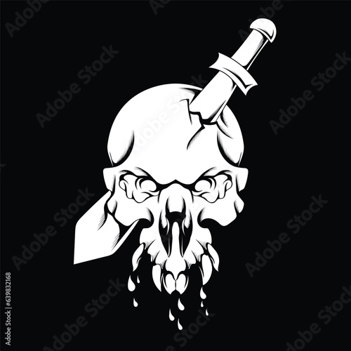 Minimalist design of spooky and cool skull heads for t-shirt screen printing and merchandise