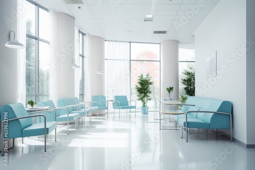 Interior minimalism design corridor clinic. Generated AI. © reznik