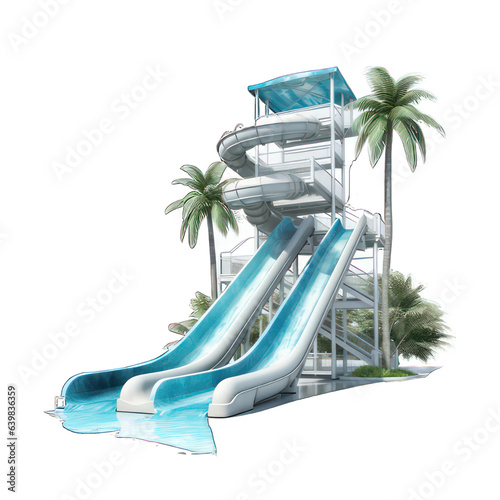 Water slide isolated on white created with Generative AI
