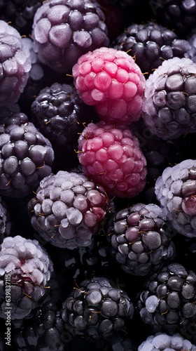 Top down view of fresh blackberries 