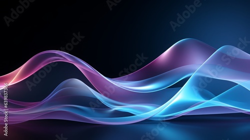 Blue Waves Abstract with Ethereal Lights. Illustration.