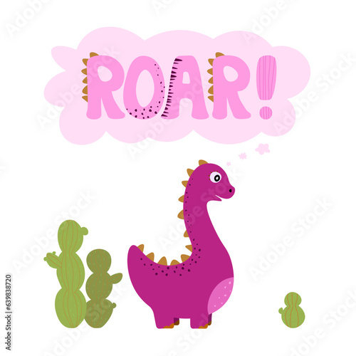 vector illustration of cute purple dinosaur