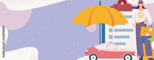 Buying insurance for car flat character vector concept operation illustration 