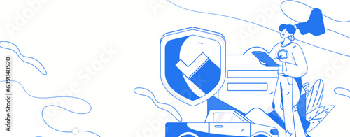 Buying insurance for car flat character vector concept operation illustration
