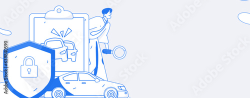 Buying insurance for car flat character vector concept operation illustration
