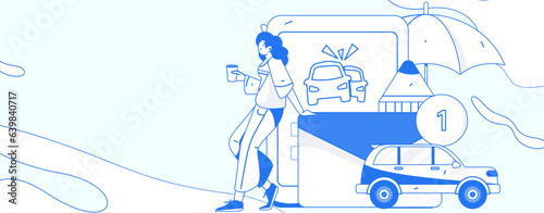 Buying insurance for car flat character vector concept operation illustration
