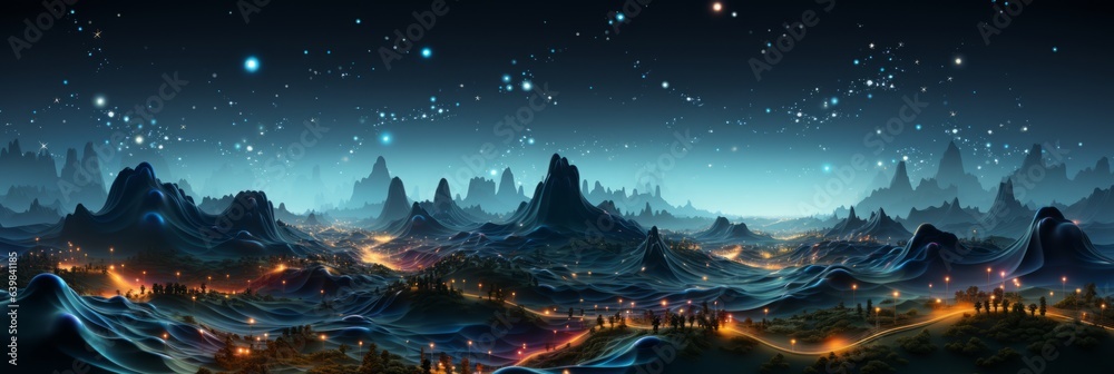 Naklejka premium Wavy Blue Wave Abstract Background. Postprocessing Art.