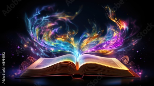 Magic knowledge book with music and magic. Open book colorful © Vladyslav  Andrukhiv