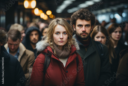 crowd of people in underground in peak hour photo