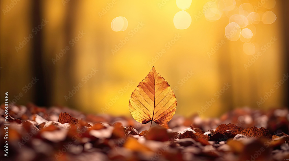Autumn beech leaves decorate a beautiful nature bokeh background with forest ground. Generative Ai Autumn beech leaves decorate a beautiful nature bokeh background with forest ground. Generative Ai