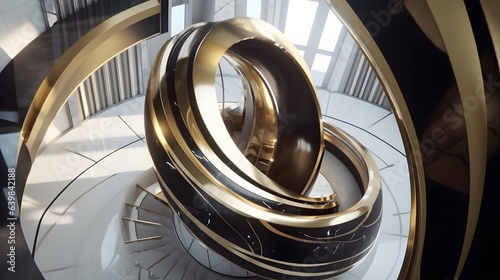 Abstract golden glowing fantasy element, gold magic energy, rotating template...