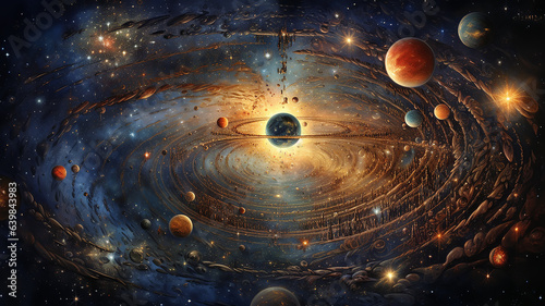 astrology and astronomy background planets and space orbits of planets in the solar system abstract background