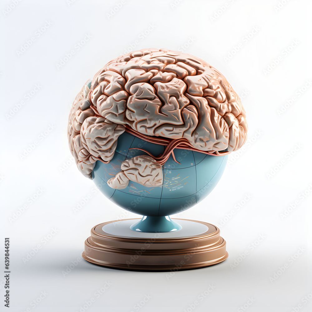 Photo human brain with earth globe world mental health day concept Photo human brain with earth globe world mental health day concept