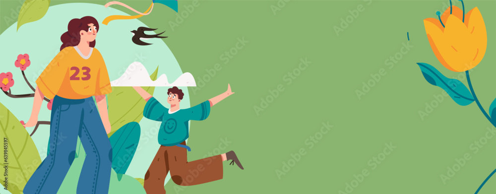 Fototapeta premium 24 solar terms, beginning of spring, rain, stung, spring breeze, qingming, valley rain, flat character vector concept, operation, hand-painted illustration 