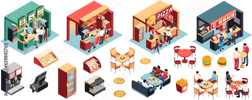Food Court Isometric Set