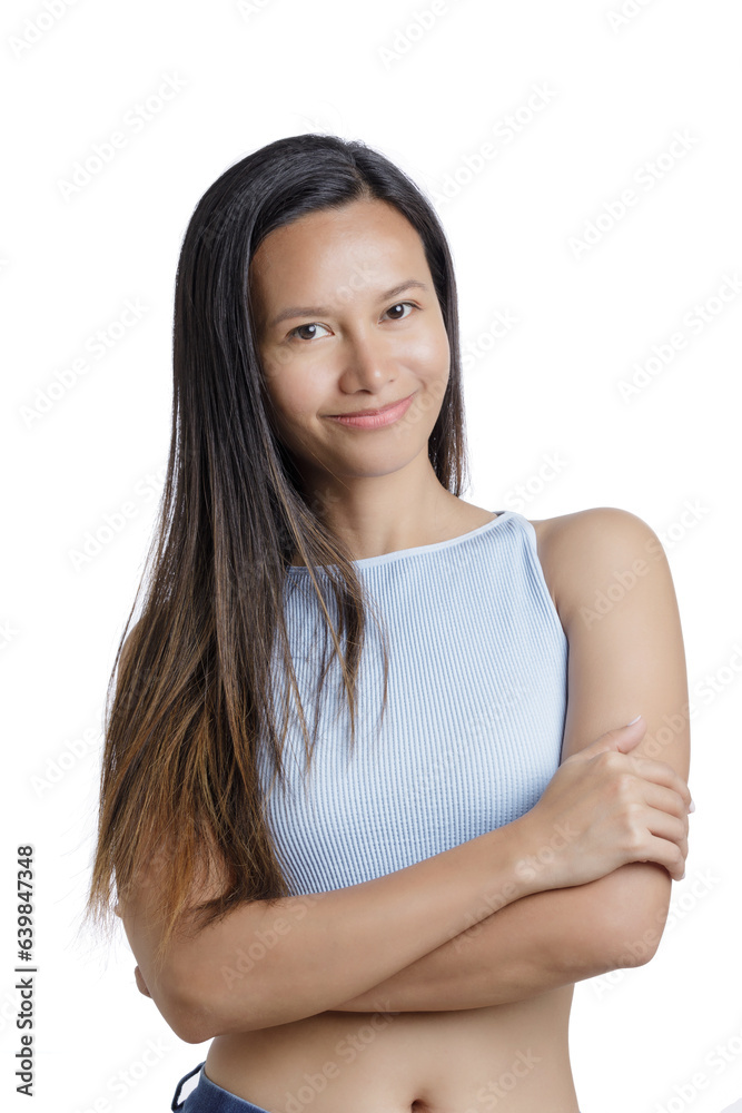 Asian American Woman showing emotions of happiness Asian American Woman showing emotions of happiness