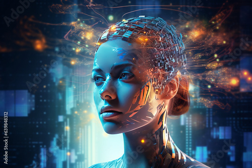 Futuristic Female Artificial Intelligence AI Abstract Technology Background